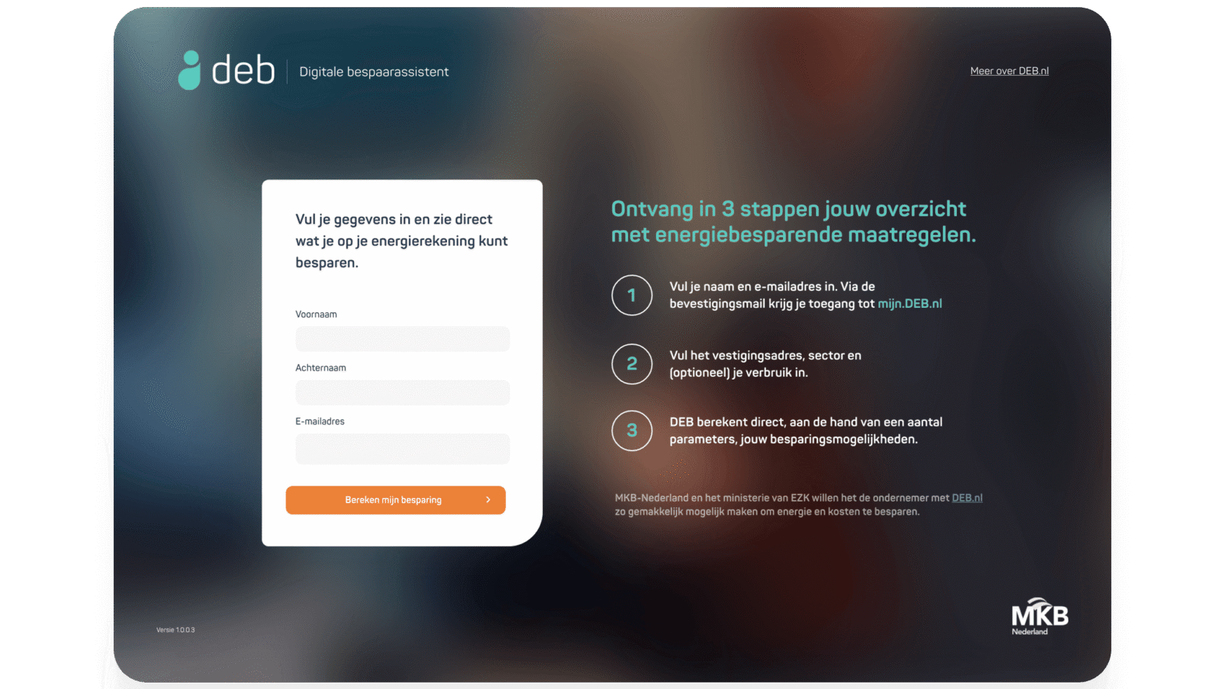 Donkere login met Nederlandstalige tips voor energiebesparing.