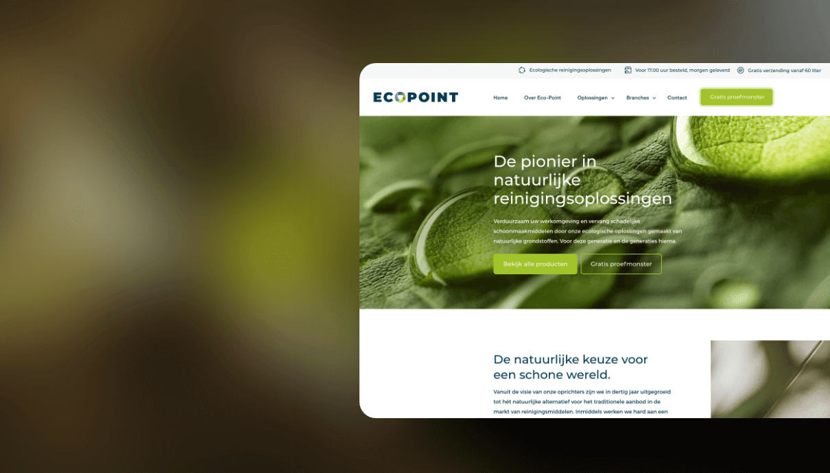 EcoPoint: Natuurlijke reiniging, groen leven. Verse oplossingen met milieuvriendelijke ingrediënten! 🌿.
