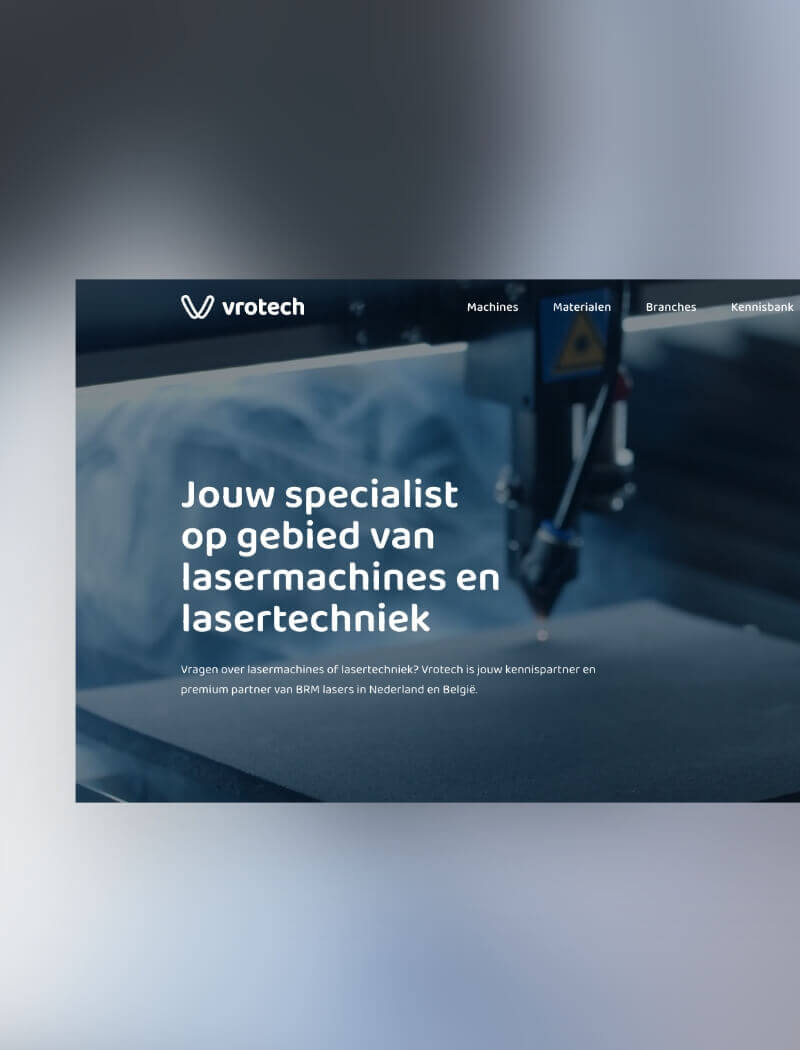 Website benadrukt de lasertechnologische innovaties van Vrotech met gedetailleerde inzichten in hun expertise.
