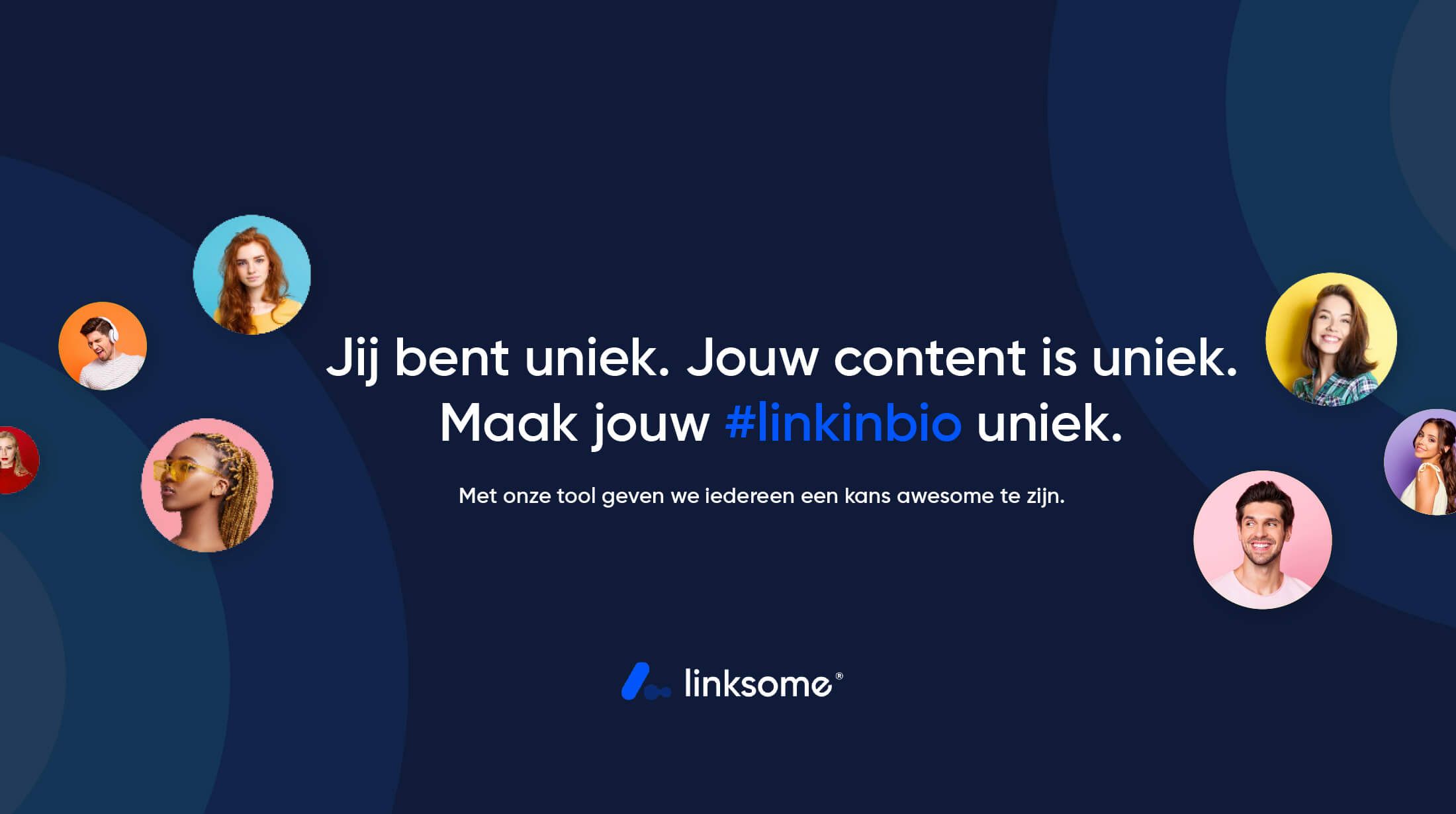 Nederlandse tekst met afwisselende profielafbeeldingen op een donkere achtergrond.