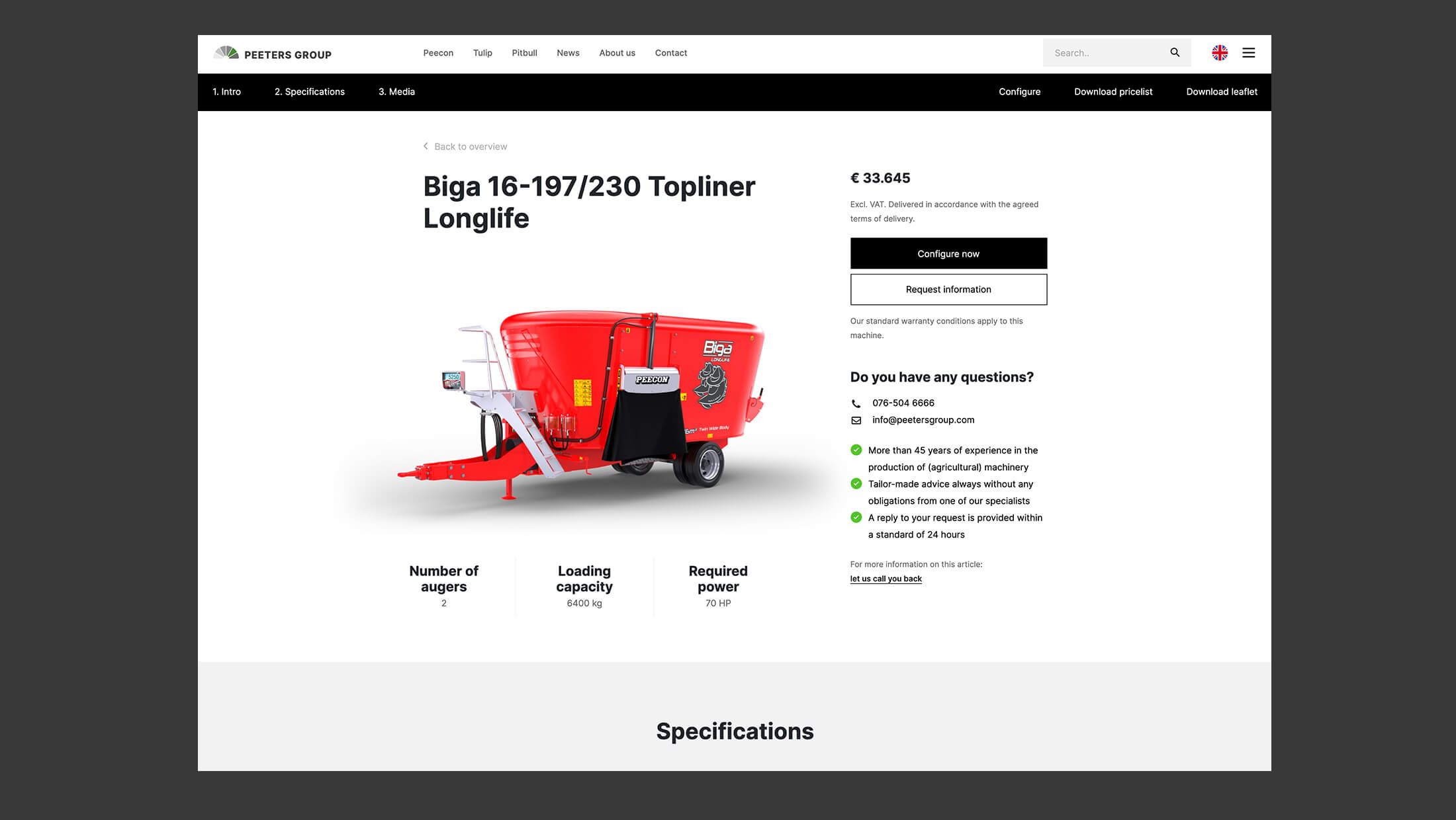 Bekijk de Biga 16-197/230 van Peeters Group. Robuust, rood en duurzaam. Specificaties en prijzen op onze gebruiksvriendelijke pagina!.