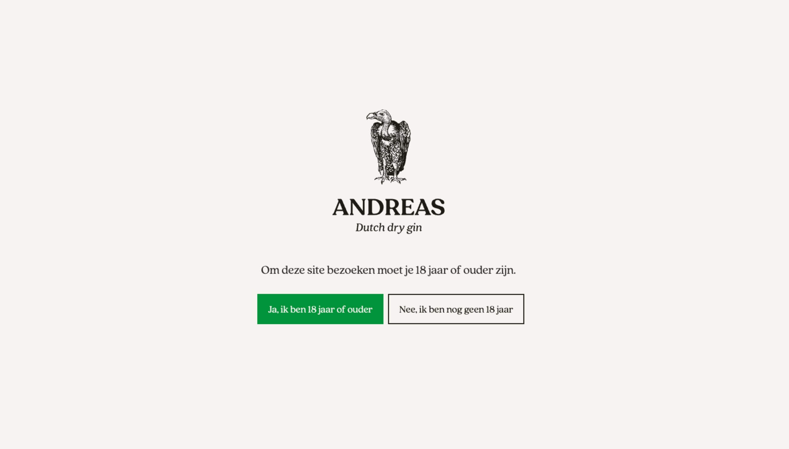 Illustratie van een gier met knoppen: "Enter" als je ouder bent dan 18, anders "Decline".