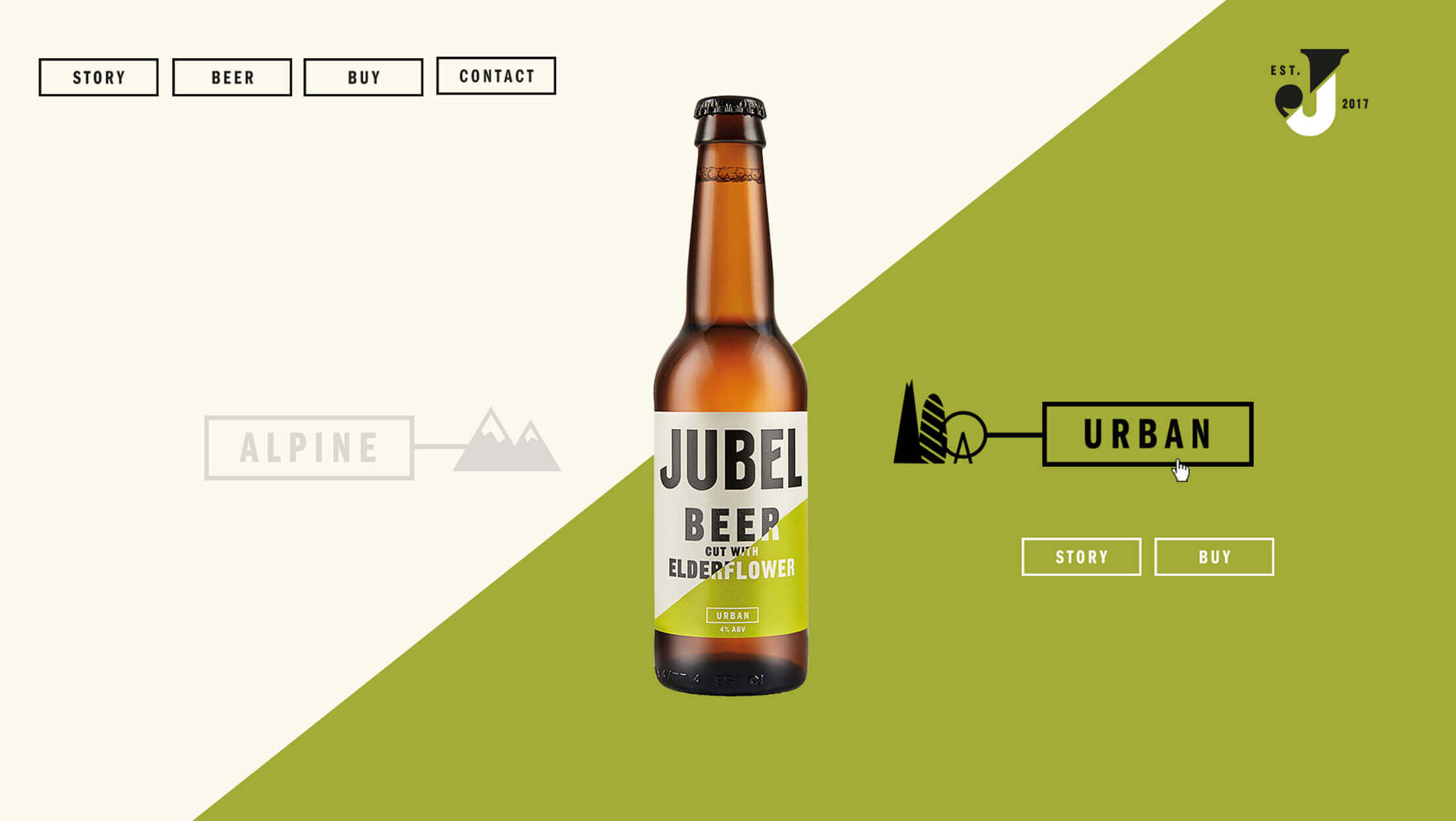 Een Jubelbier met vlierbloesem steekt af tegen een witte en olijfkleurige achtergrond en straalt een verfrissende charme uit.