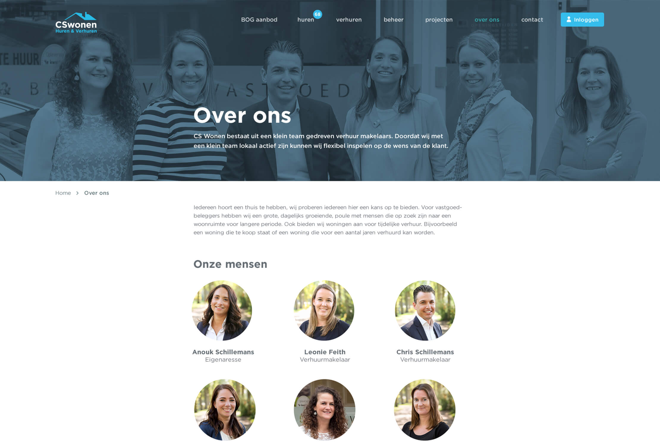 Op de website van CS Wonen vindt u een teamfoto en biografieën van de medewerkers, waarin hun expertise en passie tot uiting komen.