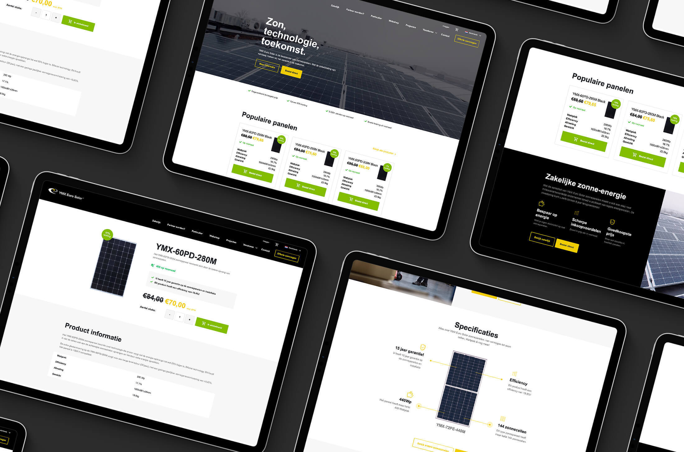 YMX Euro Solar-tabletten tonen een gestroomlijnde weergave van zonnepanelen en geavanceerde zonnetechnologie.