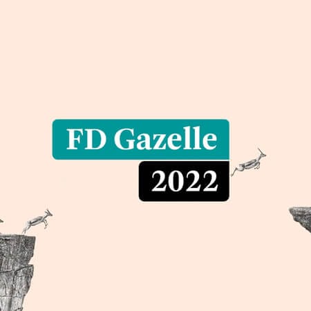 Gazellen springen over kliffen met overlay "FD Gazelle 2022".