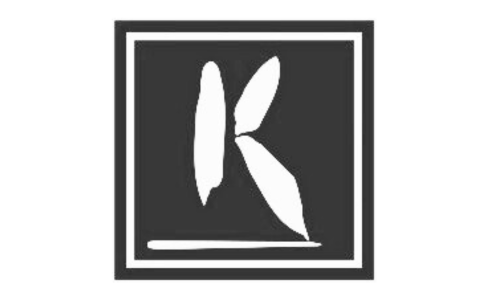 Strakke witte K op zwart, omlijst met wit: ideaal modern logo voor een digitaal bureau in Berkel en Rodenrijs.