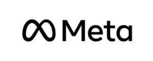 Meta-logo: oneindigheidssymbool links, 'Meta' in zwarte tekst rechts.