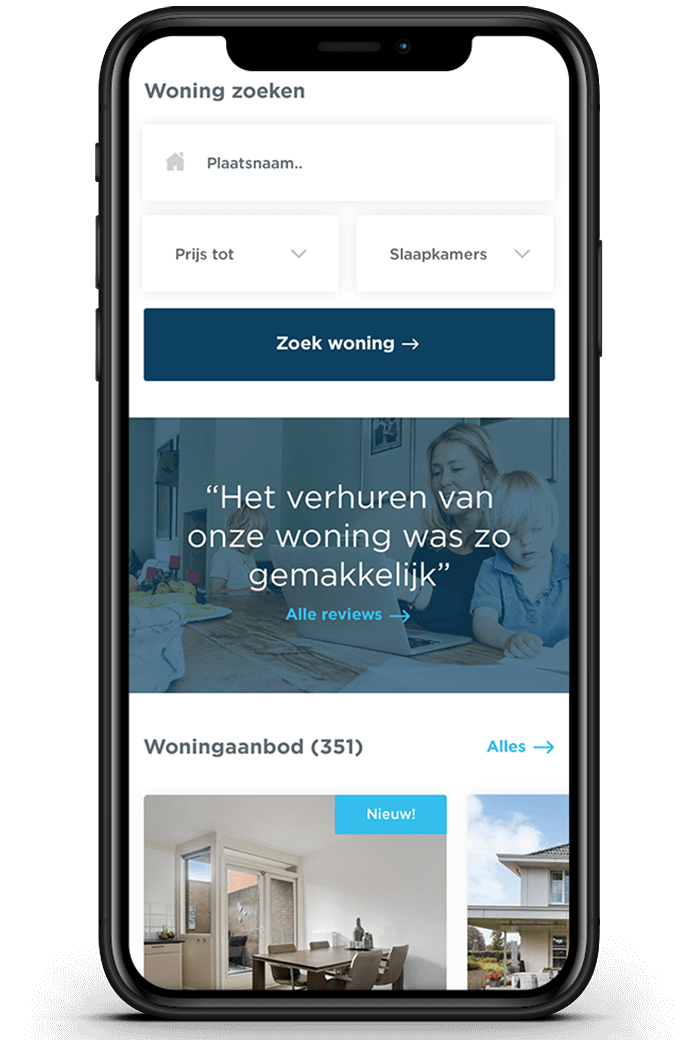 De CS Wonen app toont Nederlandse woningadvertenties met zoekfilters op uw mobiele scherm.