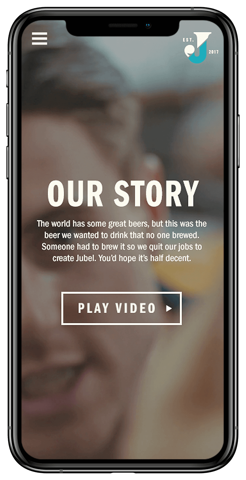 Bekijk op een smartphone de verhaalvideo van Jubel Beer, waarin elke slok avontuur en verfrissing perfect combineert.